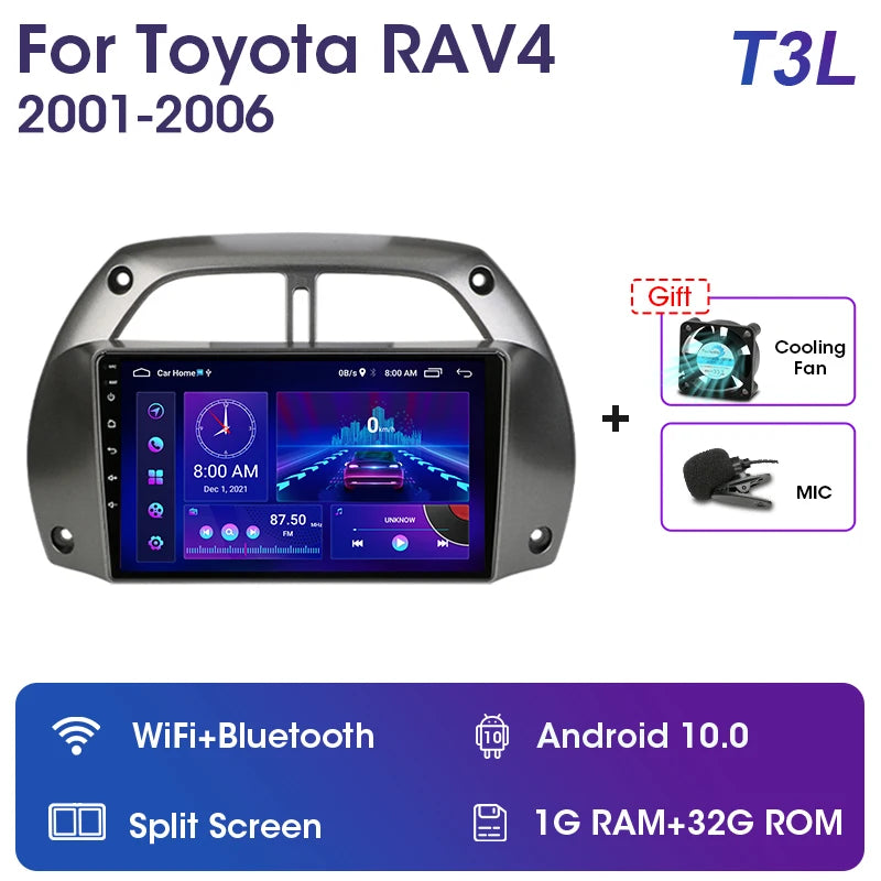 9” 2 Din Android car radio for Toyota RAV4 2001–2006