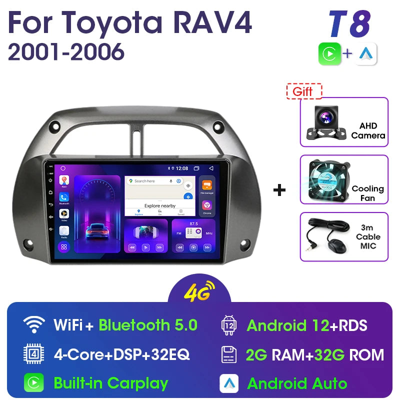 9” 2 Din Android car radio for Toyota RAV4 2001–2006