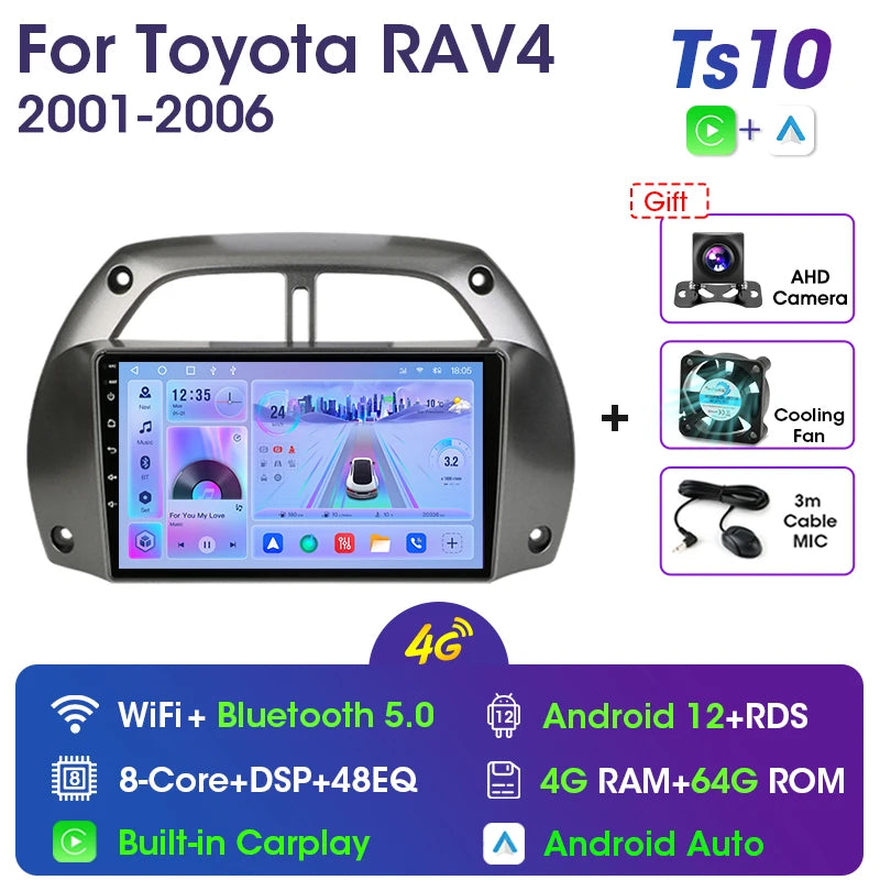 9” 2 Din Android car radio for Toyota RAV4 2001–2006
