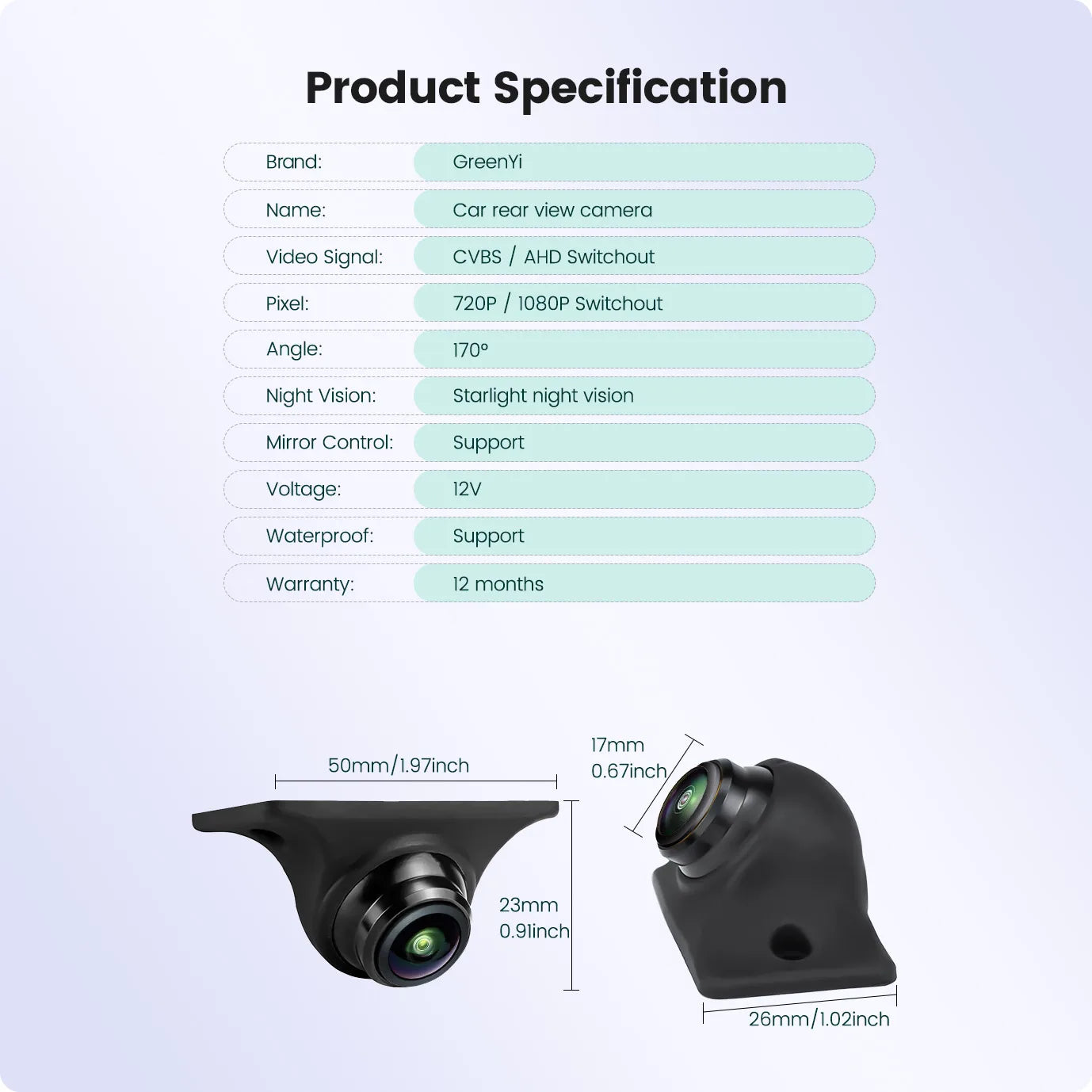 GreenYi AHD 1080P Vehicle Rear View Camera
