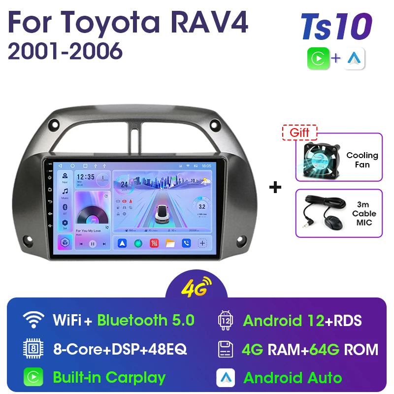 9” 2 Din Android car radio for Toyota RAV4 2001–2006