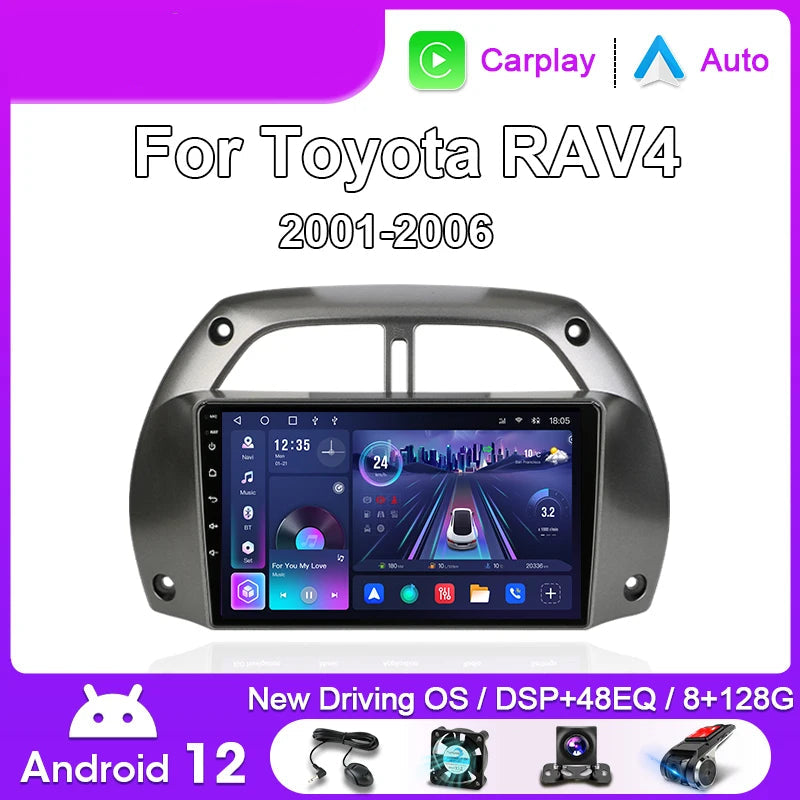 9” 2 Din Android car radio for Toyota RAV4 2001–2006