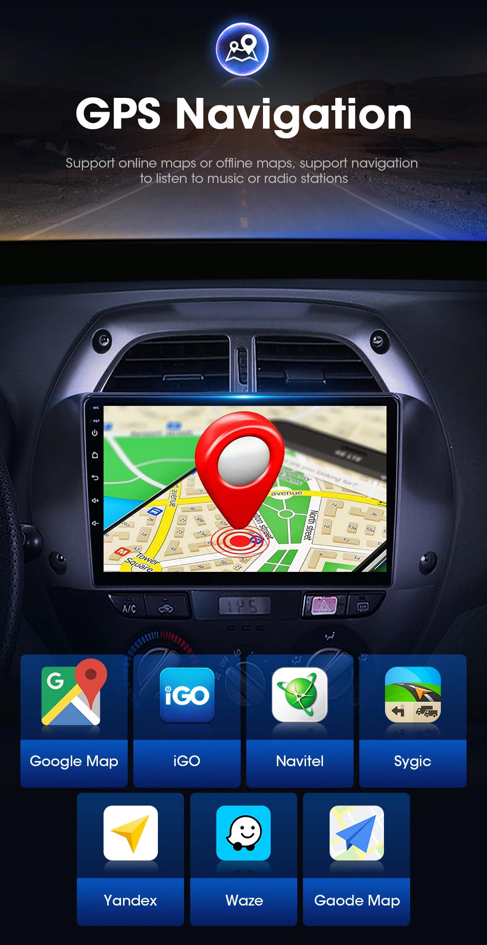 9” 2 Din Android car radio for Toyota RAV4 2001–2006