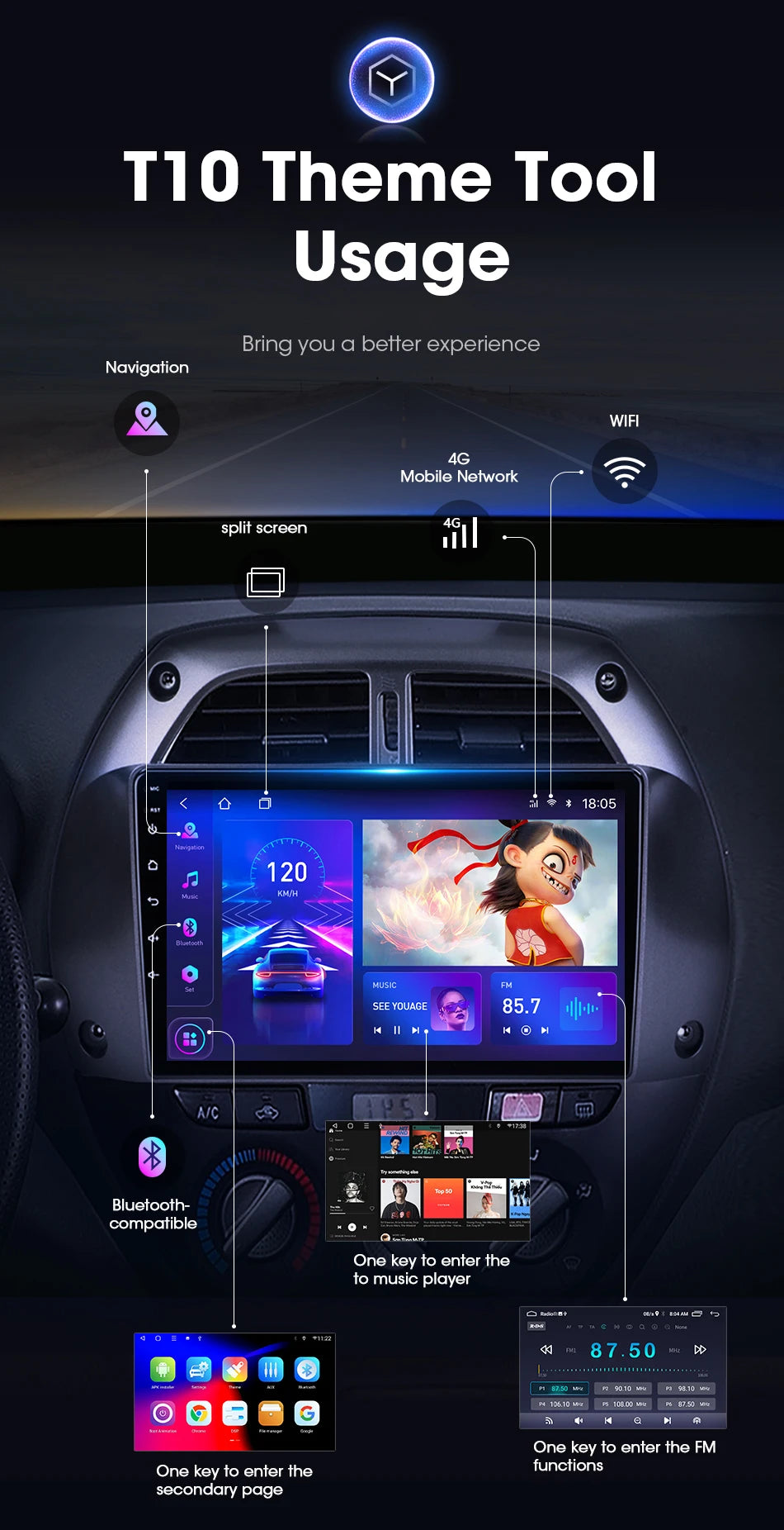 9” 2 Din Android car radio for Toyota RAV4 2001–2006