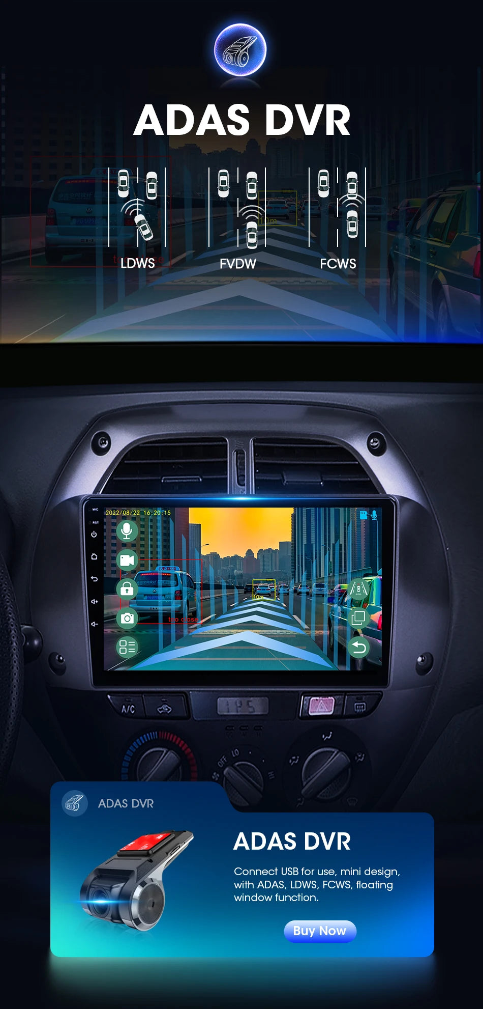 9” 2 Din Android car radio for Toyota RAV4 2001–2006