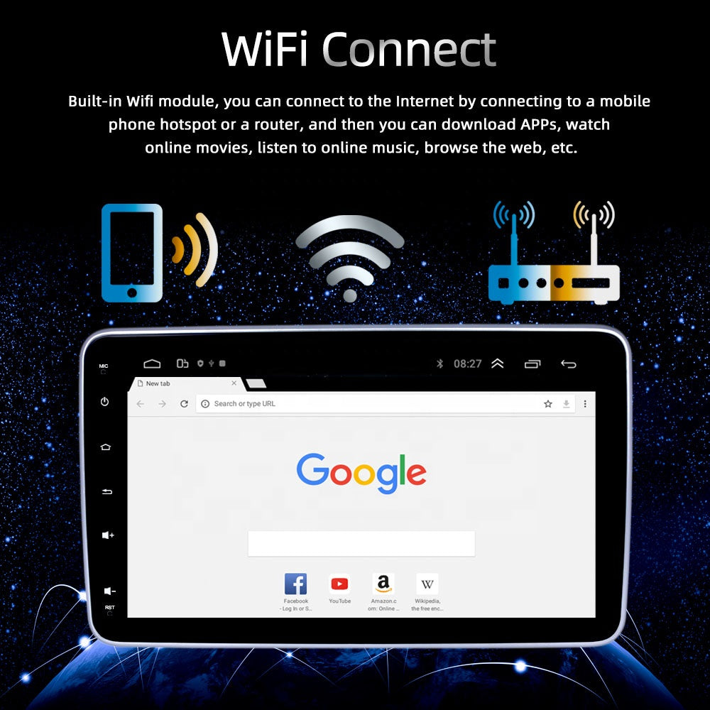 Radio de Coche Android 10"  1din Dvd Pantalla Rotativa de 360 Grados AutoRadioCanario