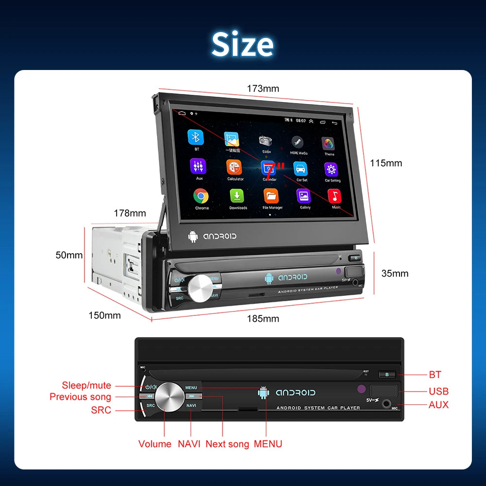 Hikity Autoradio Retráctil de 7" AutoRadioCanario