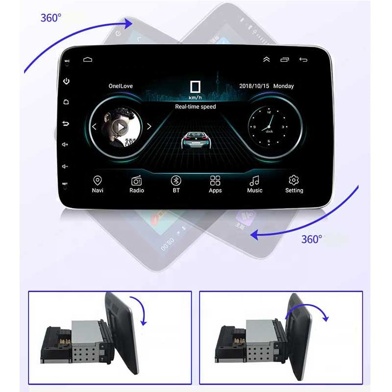 Radio de Coche Android 10"  1din Dvd Pantalla Rotativa de 360 Grados AutoRadioCanario