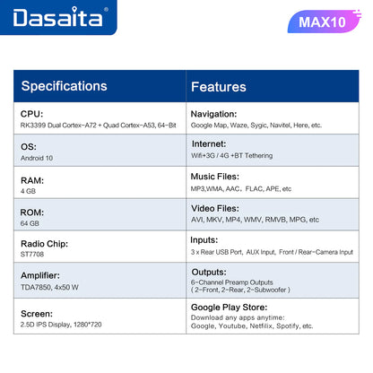 Dasaita MAX11 9" Autoradio per Toyota Corolla 2007-2013 con CarPlay e Android Auto 
