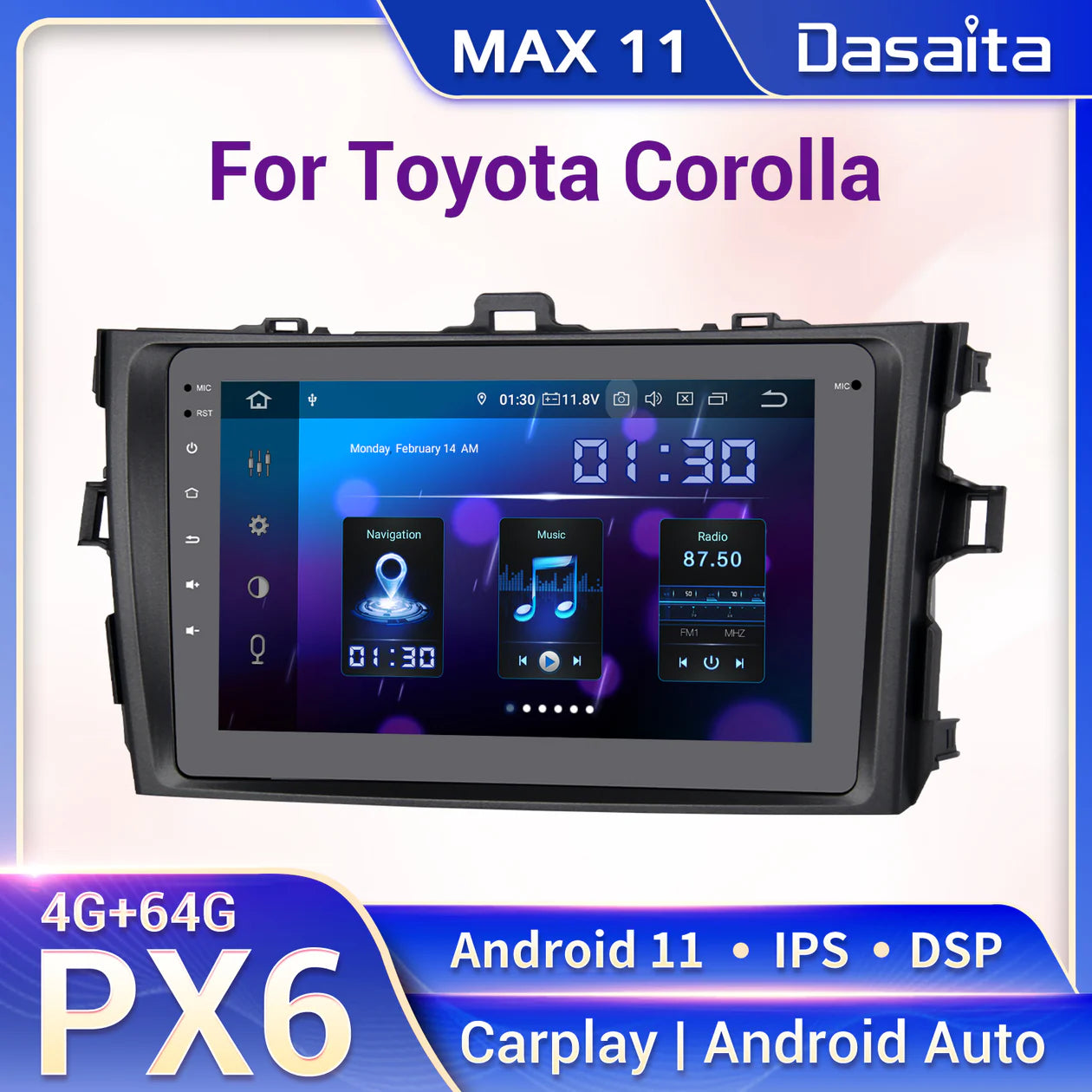 Dasaita MAX11 9" Autoradio per Toyota Corolla 2007-2013 con CarPlay e Android Auto 
