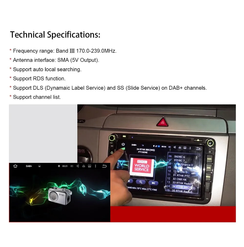 DAB+ Antenna with USB Adapter for Android Car Radios