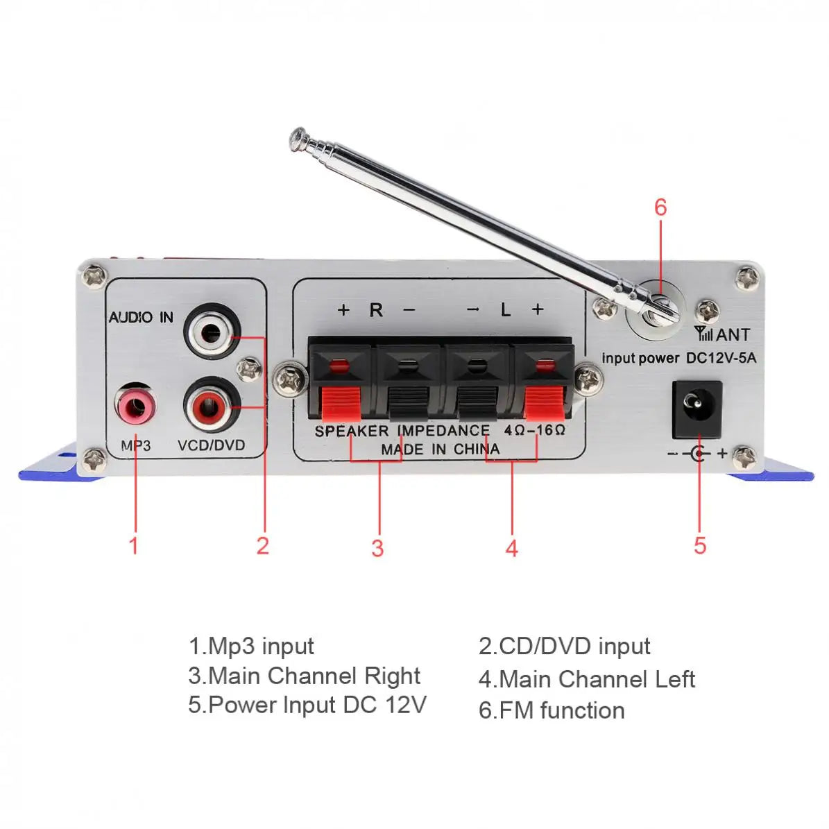 Amplificatore Hi-Fi digitale a 2 canali 12V con display LED