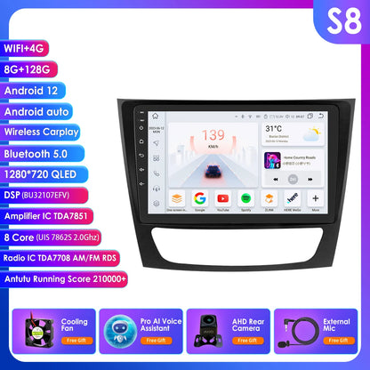 Autoradio Android 12, 9" para Mercedes E-class 2002-2009