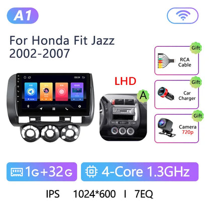 Stereo Honda Fit Jazz 2002 to 2007 9" Android 10.0, Double Din GPS