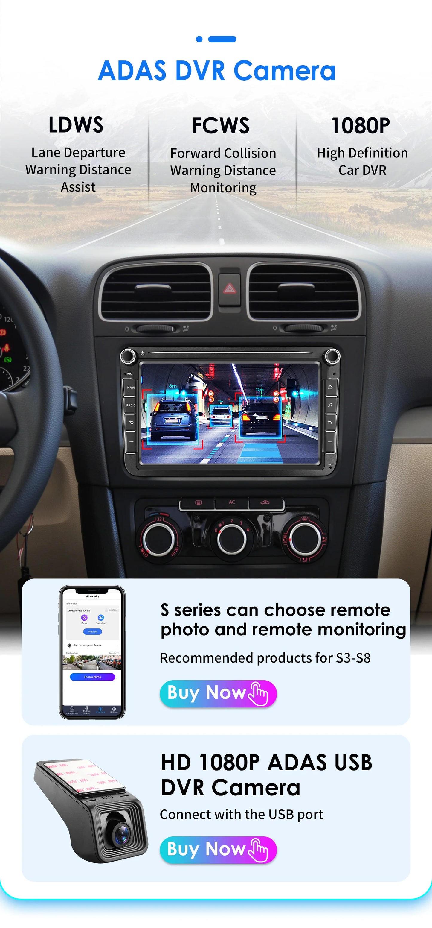 Car radio 8" Android 13 for VW Golf, Passat B7, Polo, Tiguan