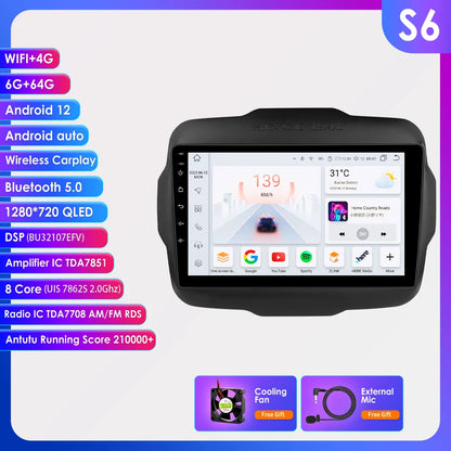 Autoradio 2DIN da 9" con Android 13 per Jeep Renegade 2016-2020