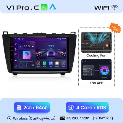 Car radio 9" 2DIN Android 12 for Mazda 6 2007-2012