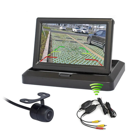Monitor posteriore pieghevole da 5" per auto con telecamera
