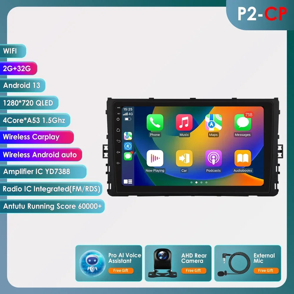 9" 2DIN Android 13 Car Stereo for VW T-Roc T-Cross Polo 2018-2021