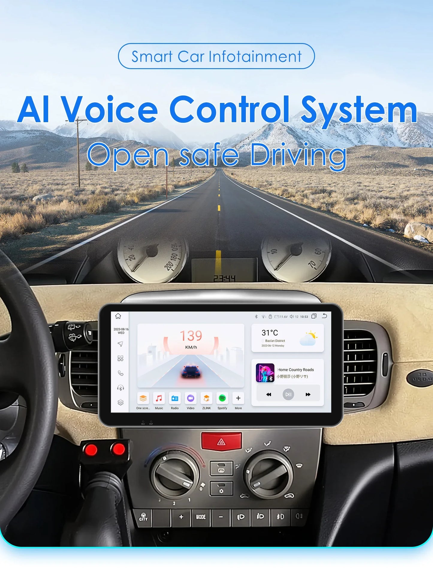 Autoradio 9" 2DIN Android 13 para Lancia Ypsilon 2006-2011
