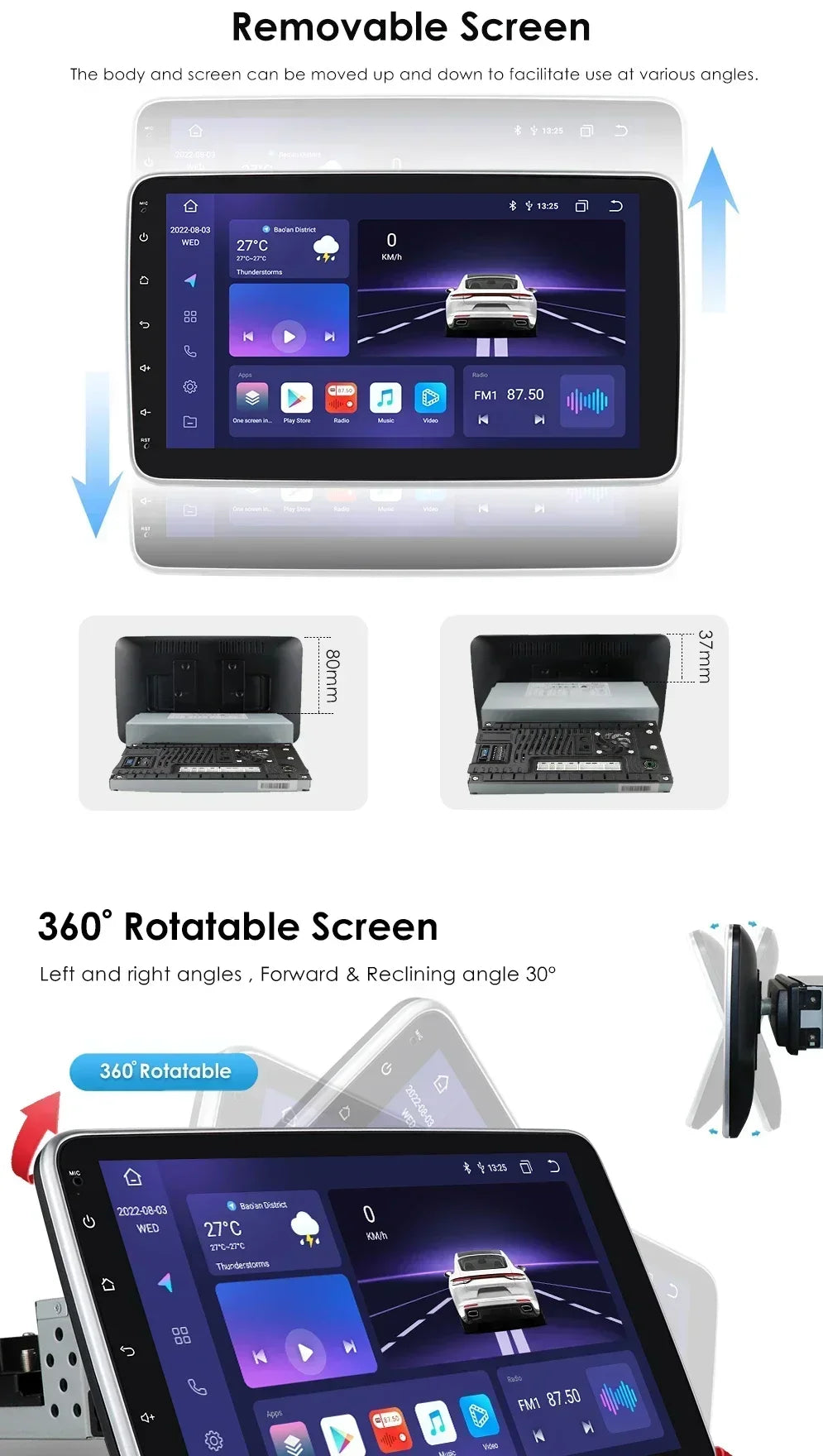 Autoradio 10.1" 1DIN Android Auto con GPS Universal AutoRadioCanario