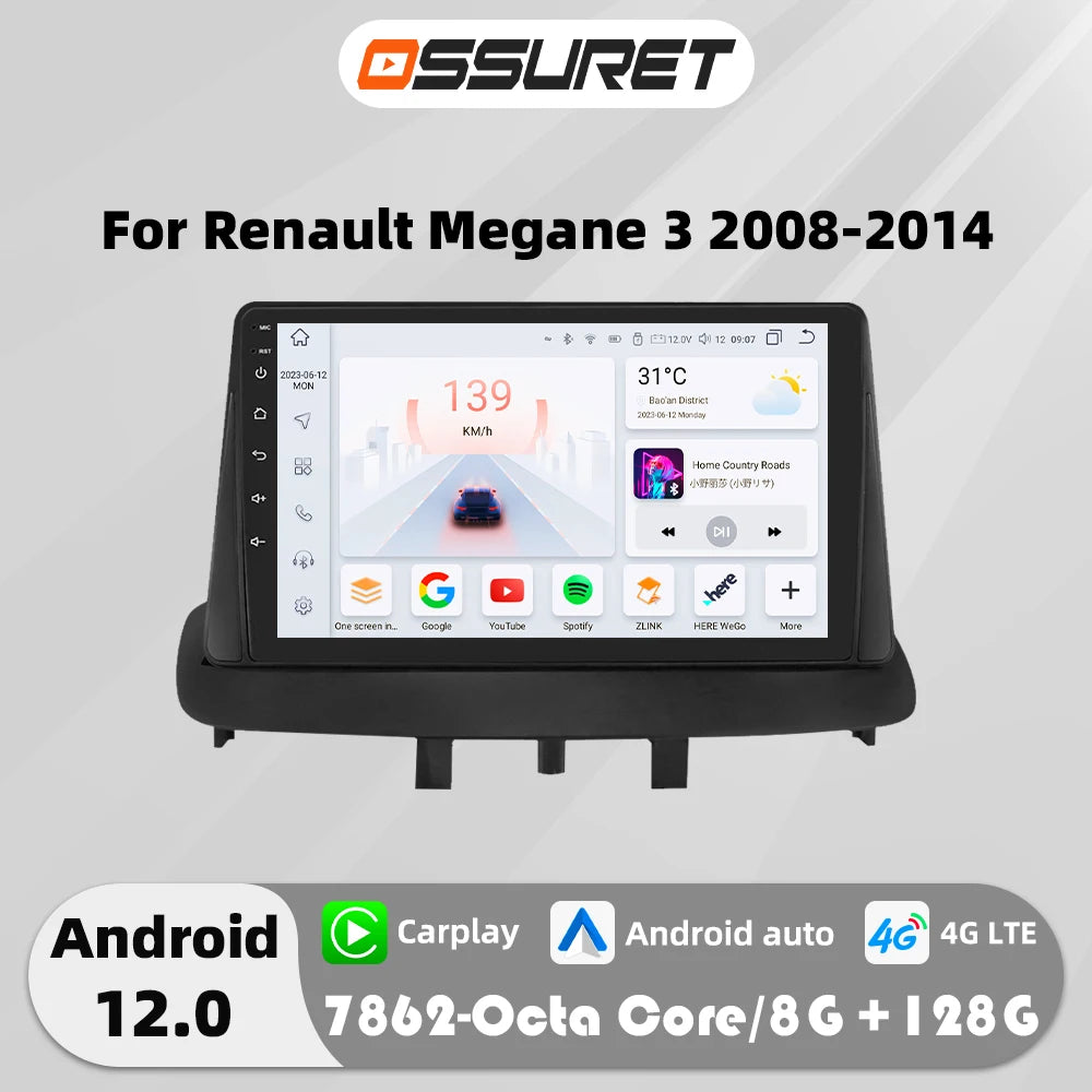 Autoradio Android da 9" per Renault Megane 3 2008-2014