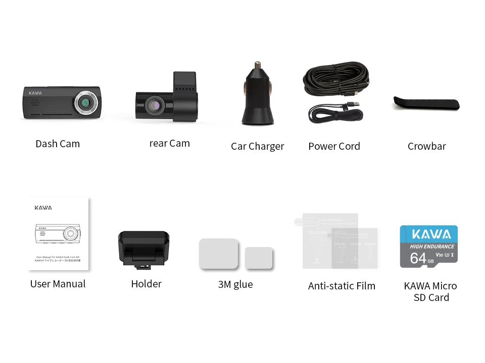 Dashcam KAWA D8 4K con Dual-Cam y GPS, 3-5'' AutoRadioCanario