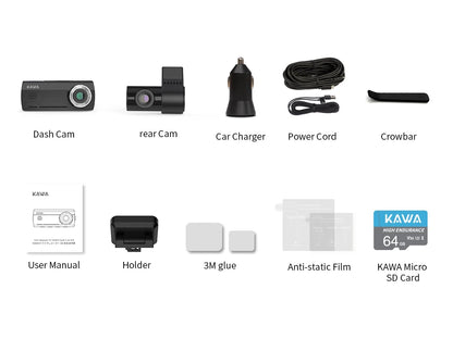 Dashcam KAWA D8 4K con Dual-Cam y GPS, 3-5'' AutoRadioCanario