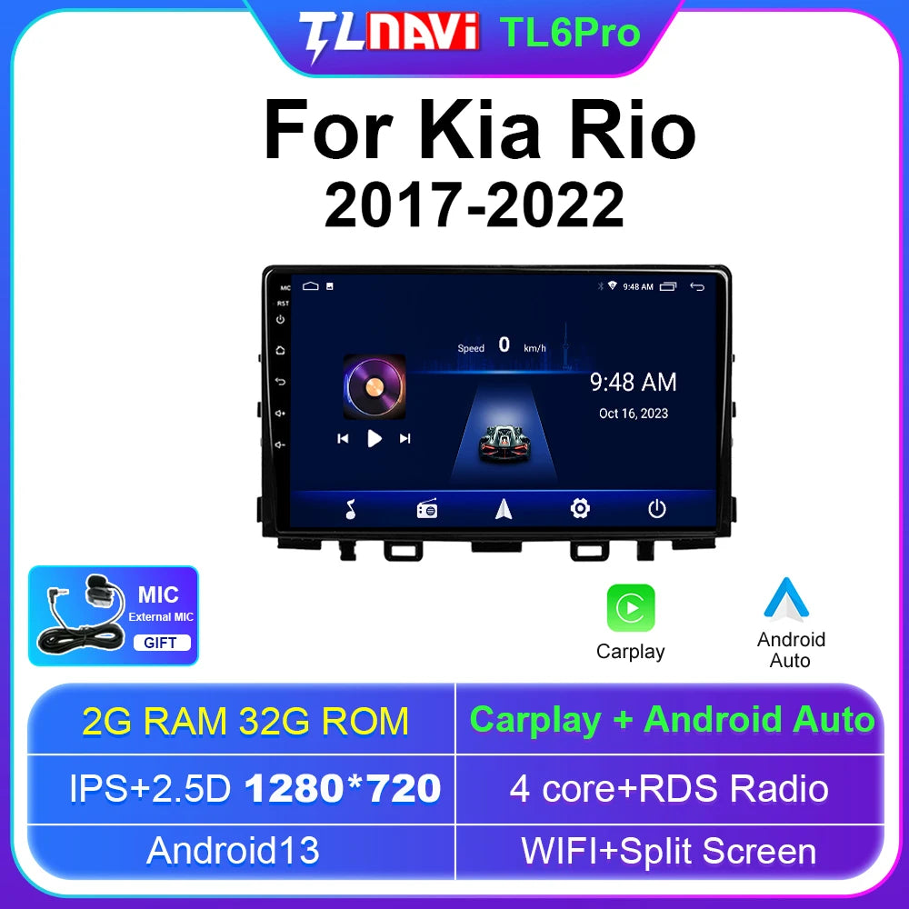 Autoradio stereo Android Auto da 9" per Kia Rio 2017-2022