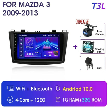 Stereo Mazda 3 2009-2013, 9" Android 12 Double Din, GPS Navigation