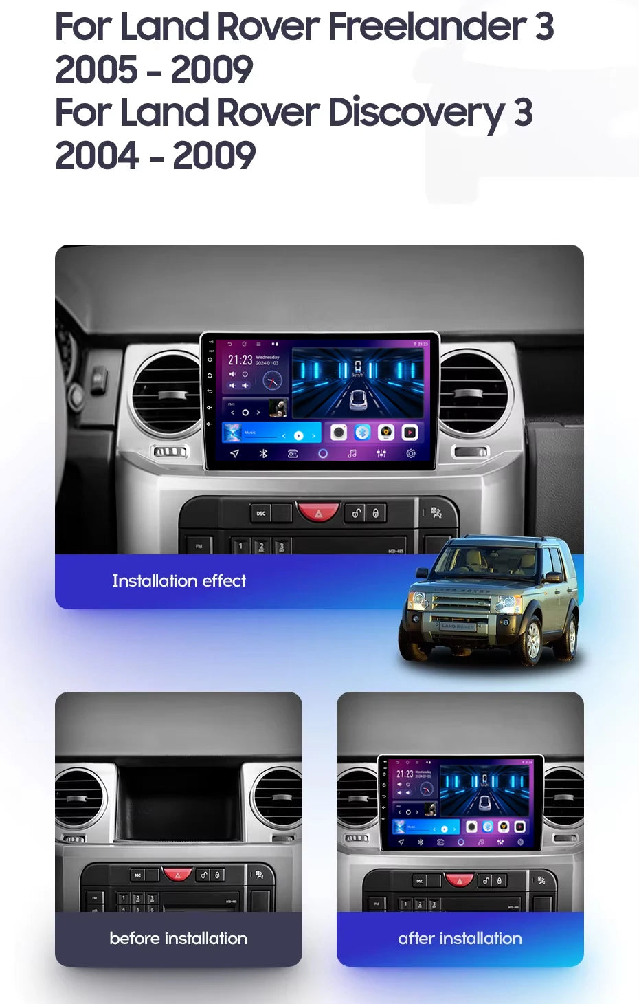 Land Rover Discovery 9" Smart Stereo Android 14, 2004-2009