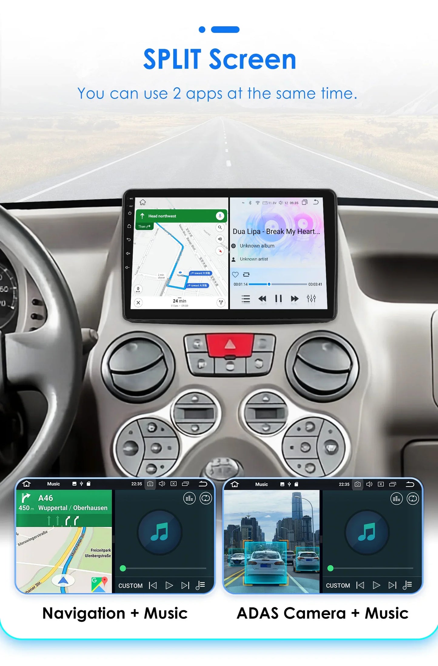 Autoradio GPS Android CarPlay da 9" per Fiat Panda 2003-2012