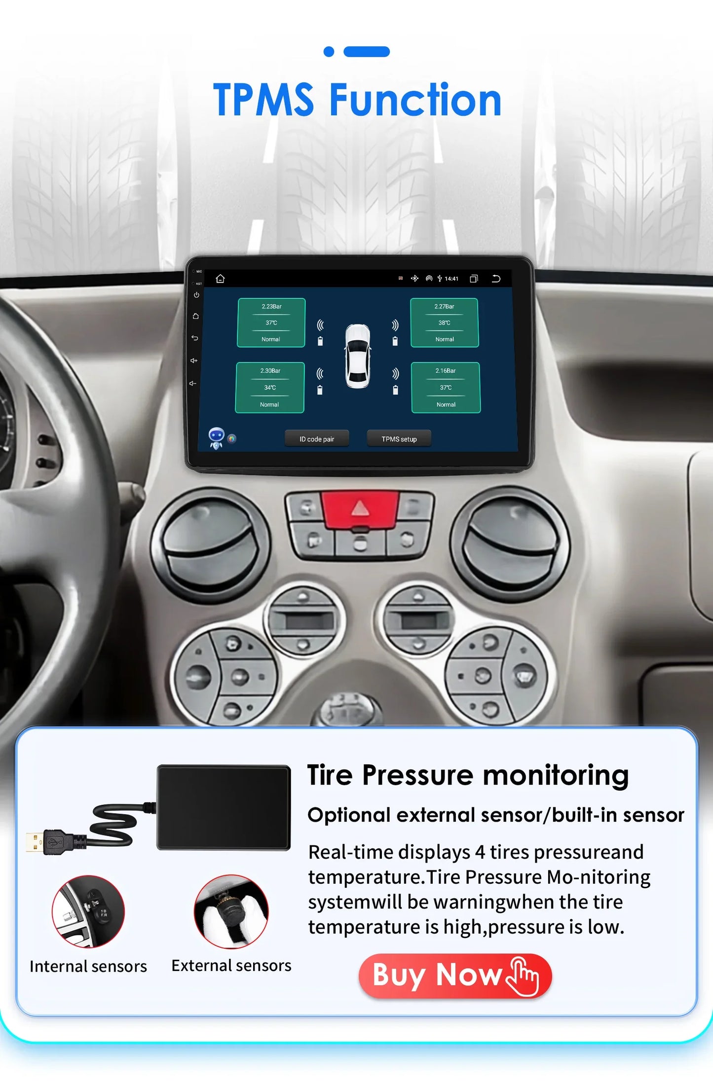 Autoradio GPS Android CarPlay da 9" per Fiat Panda 2003-2012