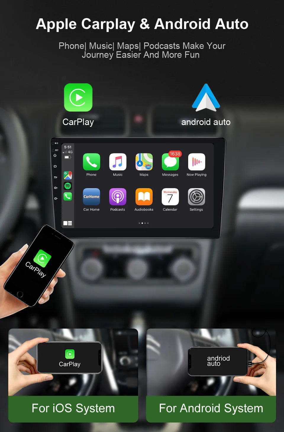 Radio 9” Android Carplay GPS para KIA Ray 2011-2017 AutoRadioCanario