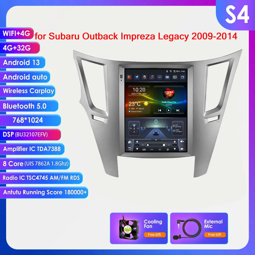 9.7" Tesla Style 2DIN Android 13 Radio for Subaru Legacy 2009-2014