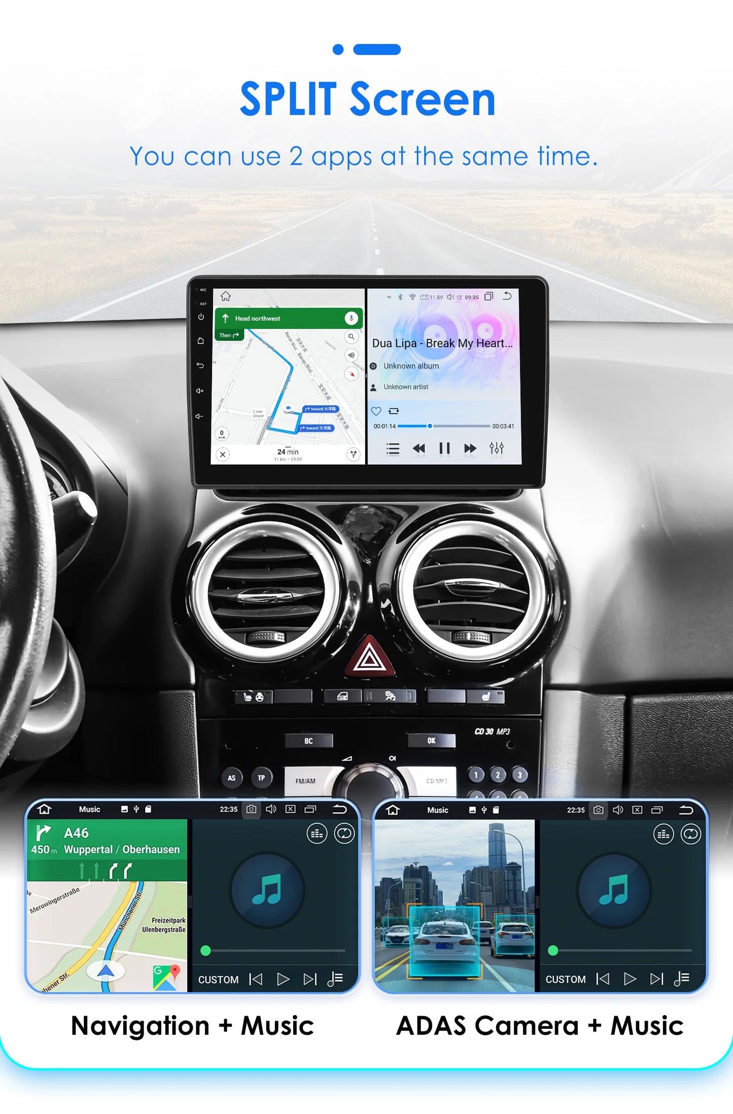 Autoradio 9'' 2Din Android 13 per Opel Corsa D 2007-2013 - CarPlay, GPS, 4G, Wi-Fi, 8 GB+128 GB