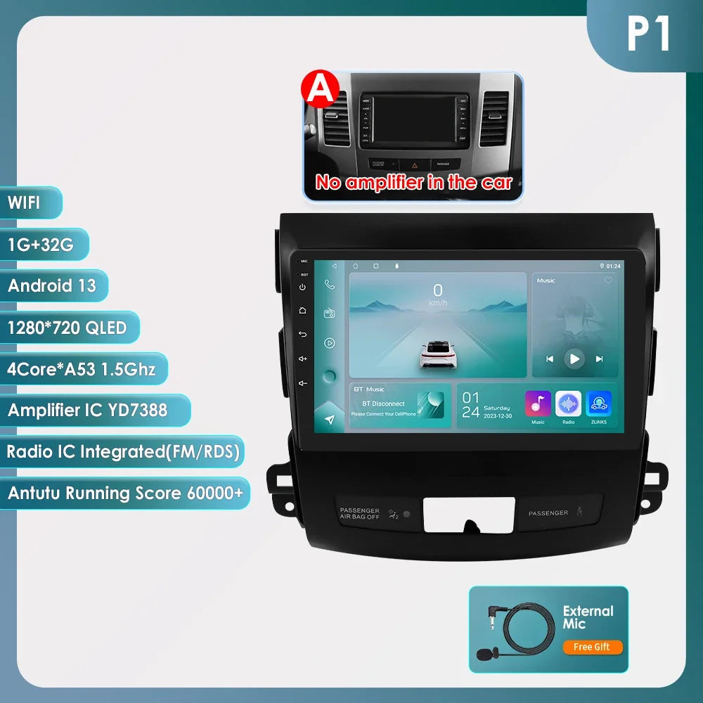 Car radio 9" 2 DIN for Mitsubishi Outlander 2005-2011