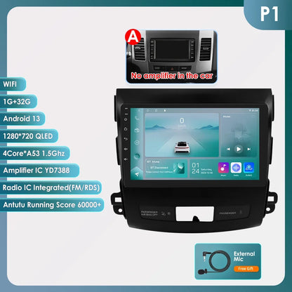 Car radio 9" 2 DIN for Mitsubishi Outlander 2005-2011
