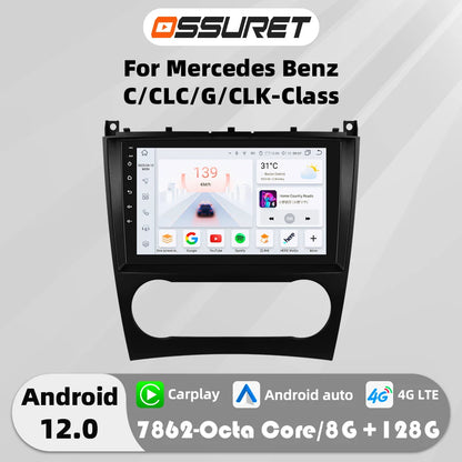 OSSURET 9" Android 12 Autoradio GPS Stereo per Mercedes Benz CLC W203 C180 C200 CLK200 CLK W209 4G 8Core 2din