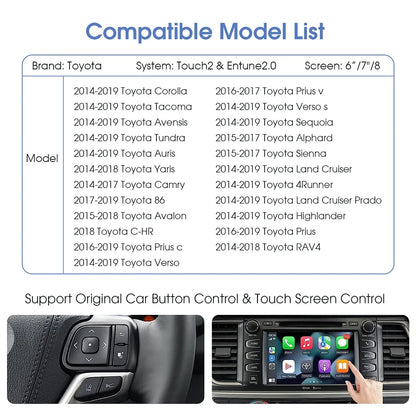 Decoder CarPlay Android Auto per Toyota Touch2 14-19