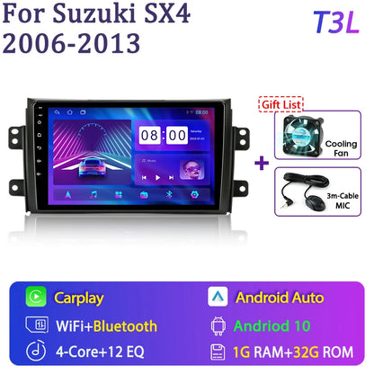 Srnubi 9" Android Autoradio, 2 Din, CarPlay per Suzuki SX4 2006-2014
