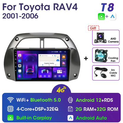 9” 2 Din Android car radio for Toyota RAV4 2001–2006