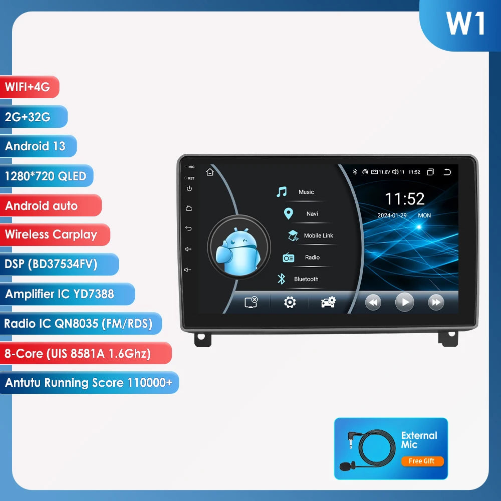 Autoradio GPS da 9" Peugeot 407 CC SW 2004-2011 CarPlay 2DIN