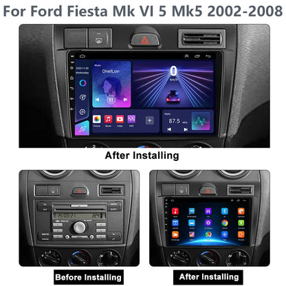 Radio Android 12 CarPlay, 9" 2 Din per Ford Fiesta MK6 2002-2008