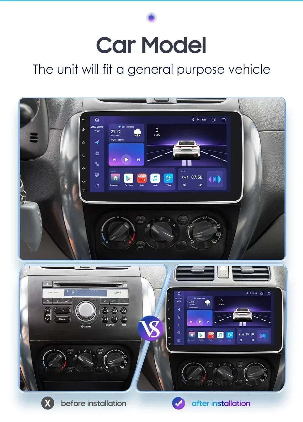 Autoradio 10.1" 1DIN Android Auto con GPS Universal AutoRadioCanario