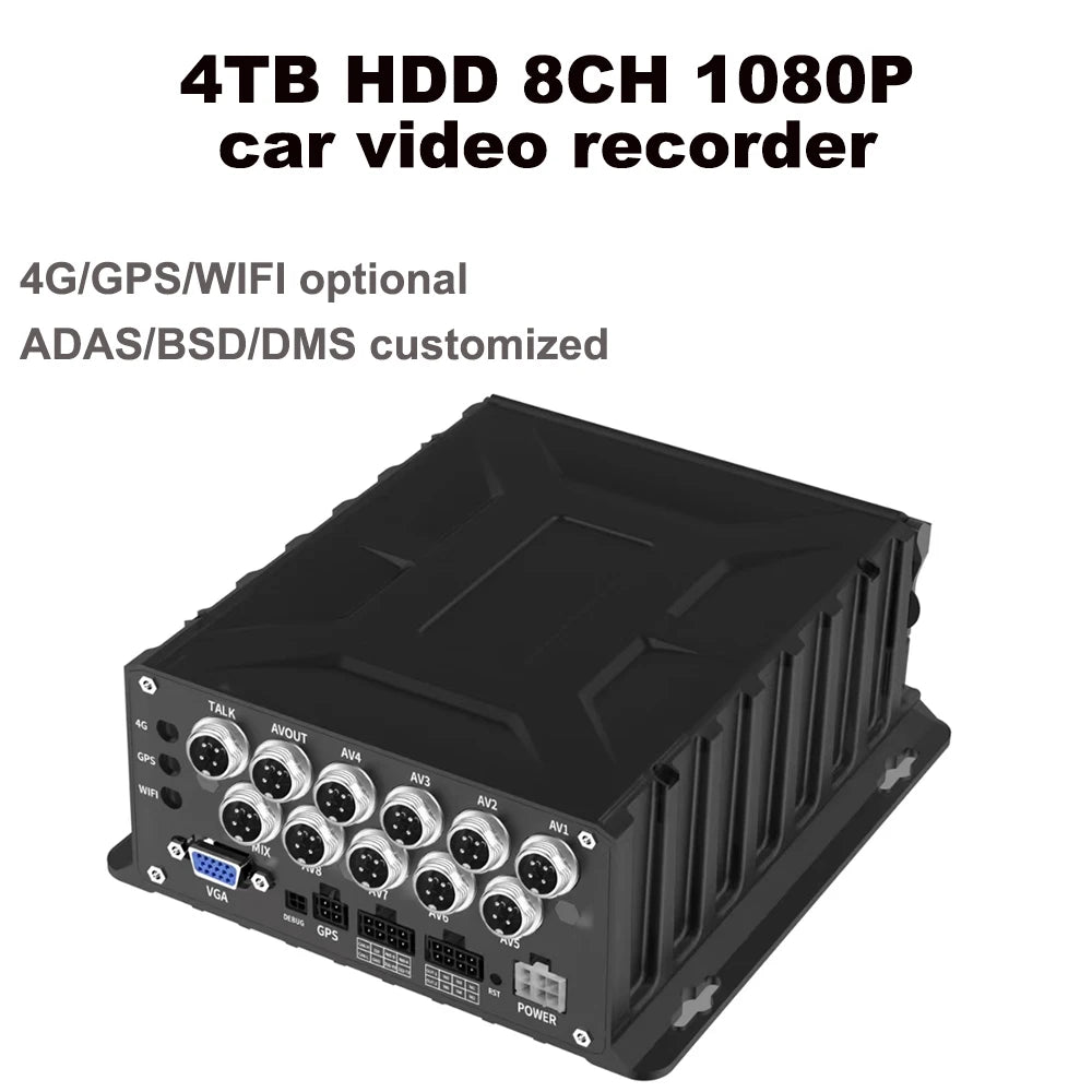 8CH 1080P DVR with 4G GPS WIFI and AHD Inputs for Vehicles