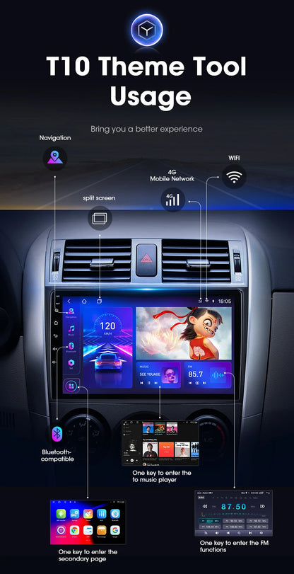 9" 2DIN Android Car Stereo for Toyota Corolla 2006-2012