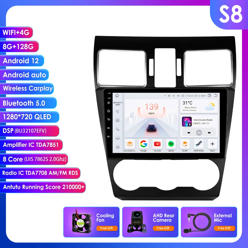 Car radio 9" 2 Din Android Subaru WRX, STI, Forester, Crosstek, Impreza 2015-2018