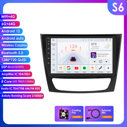 Autoradio Android 12, 9" para Mercedes E-class 2002-2009