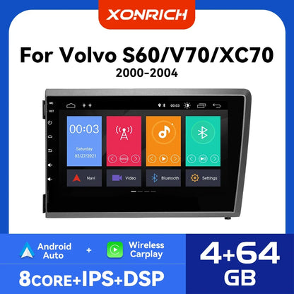 Multimedia Radio 8" 2Din Android 13 for Volvo S60 V70 XC70 XC90 2000-2004